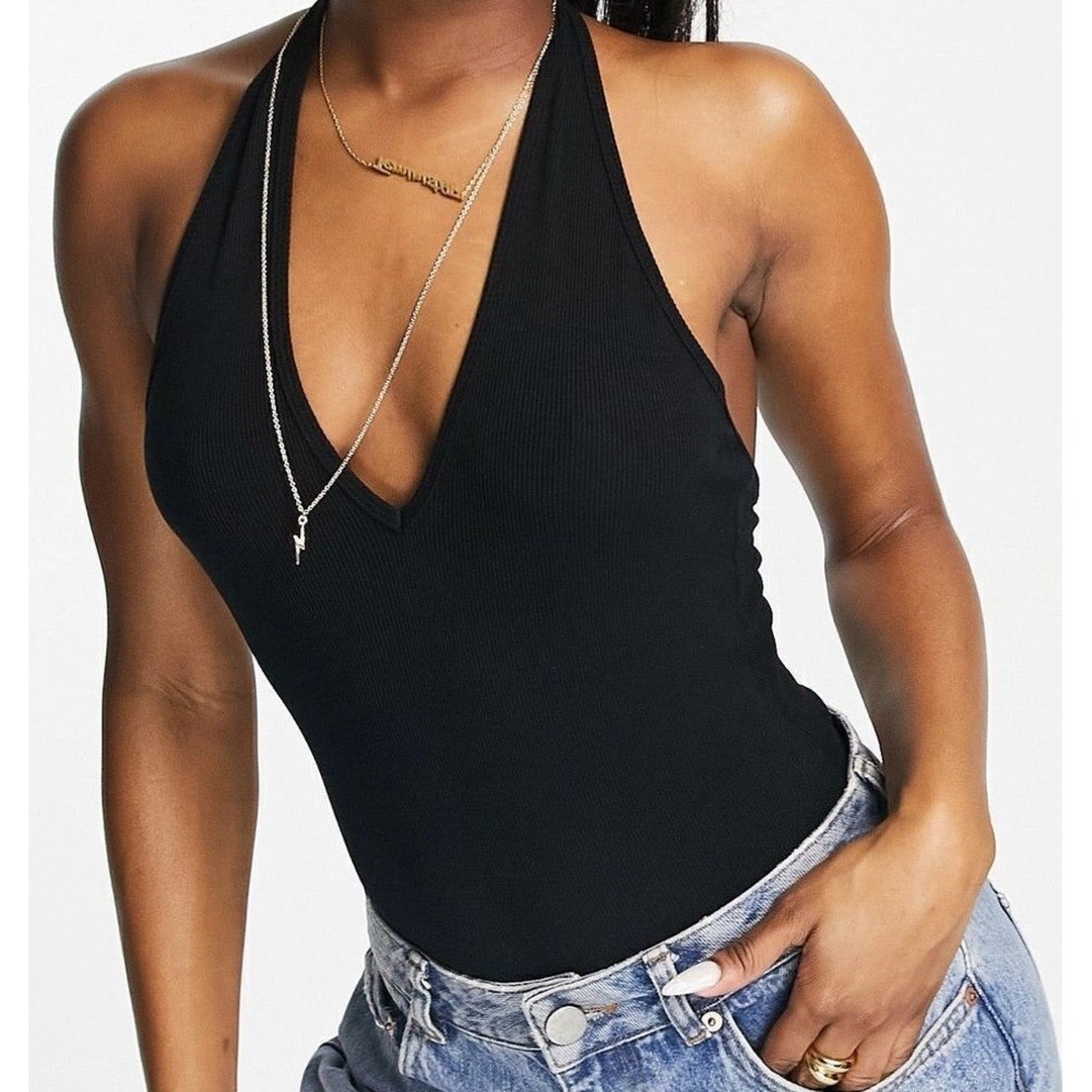 ASOS DESIGN‎ Halter Neck Bodysuit Black Size 4 NWT